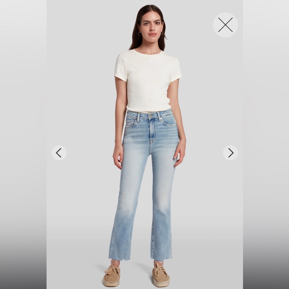 7 For All Mankind HW SLIM KICK LUXE VINTAGE SUNDAY WITH DISTRESSED HEM Jeans
